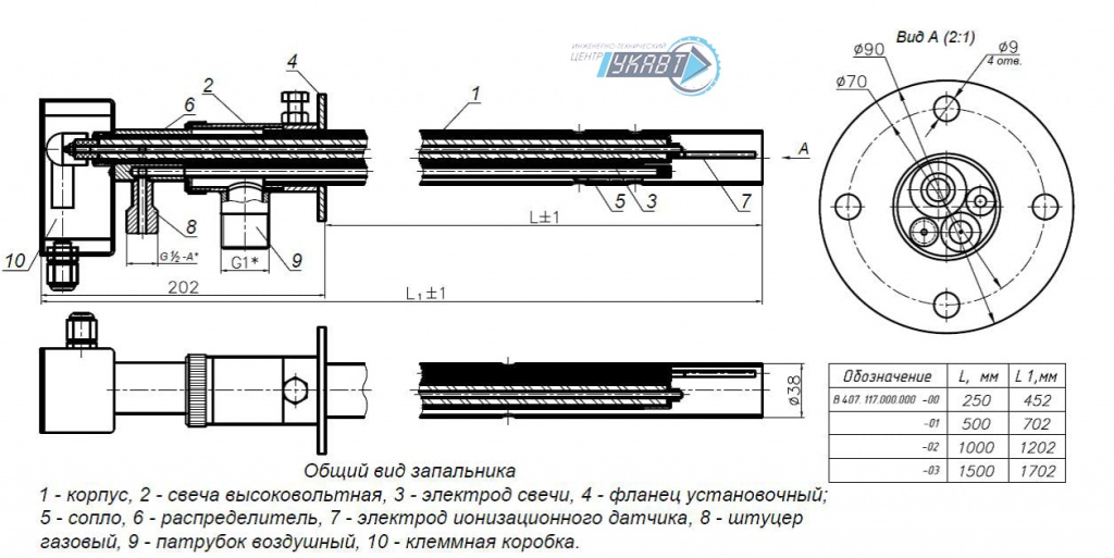 Габаритные и установочные размеры ЗСУ-ПИ-38