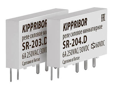 Промежуточные реле KIPPRIBOR серии SR интерфейсные в ультратонком корпусе
