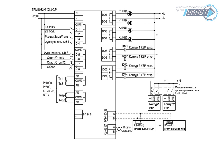 Схема подключения ТРМ1032М-Х1.00.Р
