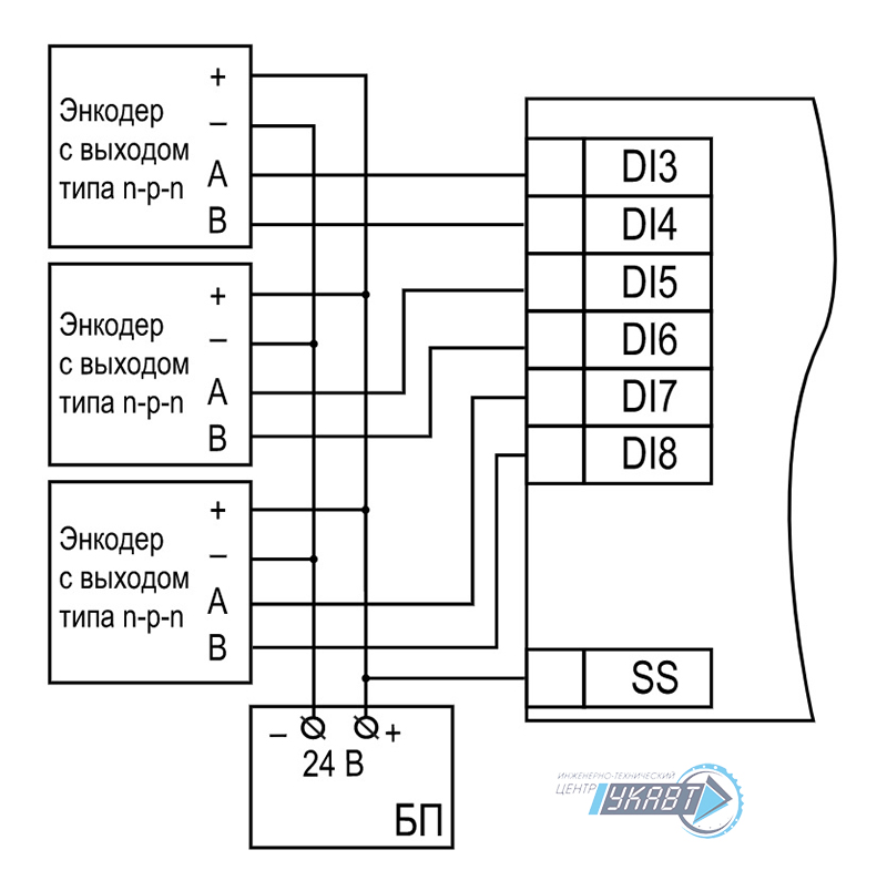 МВ210-202(212) схема подключения энкодера n-p-n типа