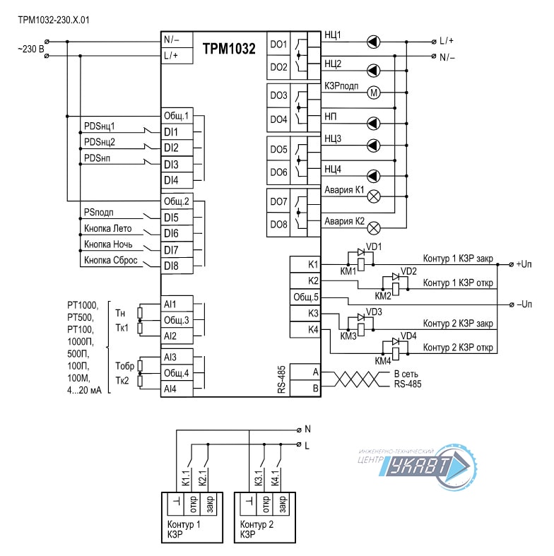 Схемы подключения ТРМ1032