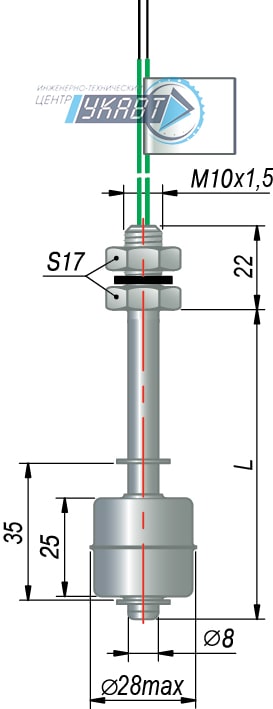 Поплавковый датчик уровня вертикального крепления ПДУ-2.1.-Ex