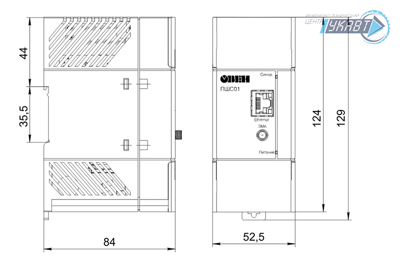 Габаритные размеры PLC-модем ПШС01