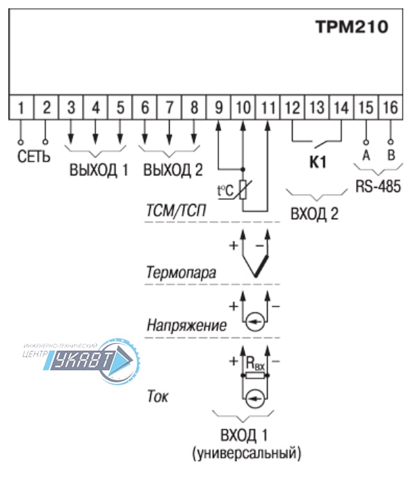 Схема подключения трм1 к пускателю с термопарой